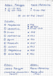 Handschriftliche Abschrift der Daten aus den Matriken des Tiroler Landesarchivs.