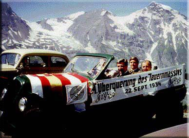 Photo 1987 of the Steyr 100 on the occasion of a Glockner crossing for the Bruck stamp collector's club
